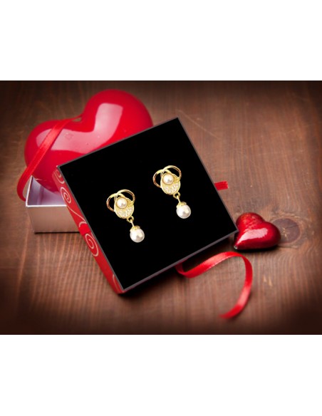 PENDIENTES SSK STYLE DORADOS FLOR 2 PERLAS
