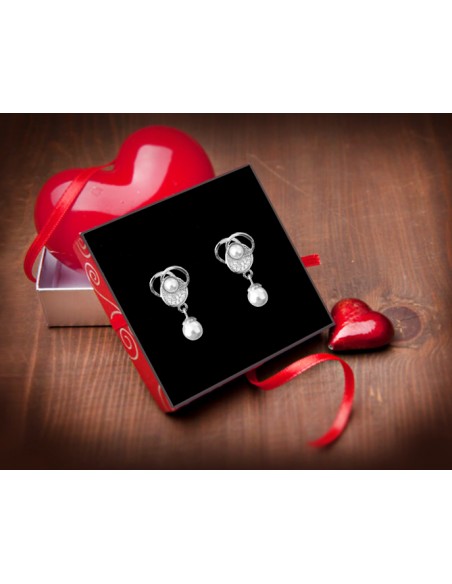 PENDIENTES SSK STYLE PLATEADOS FLOR 2 PERLAS