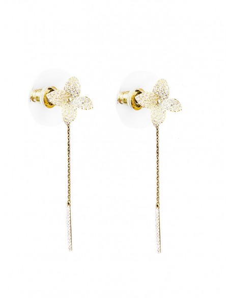 PENDIENTES SSK STYLE DORADOS FLOR CON HILO