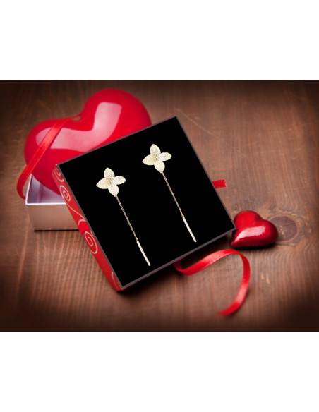 PENDIENTES SSK STYLE DORADOS FLOR CON HILO