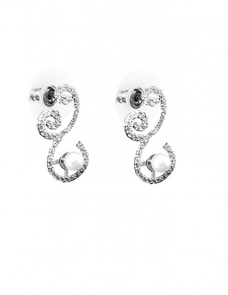 PENDIENTES SSK STYLE PLATEADOS RAMA PERLA