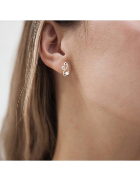 PENDIENTES SSK STYLE PLATEADOS RAMA PERLA