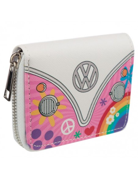 CARTERA CON CREMALLERA CARAVANA VOLKSWAGEN CAMPER (ROSA)