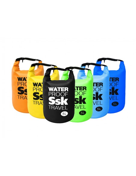 Bolsa/Mochila agua estanca Waterproof  | Ideal para Trekking, Pesca, Navegación, Escalada, Surf, Pádel Surf... (Negra 5 L)
