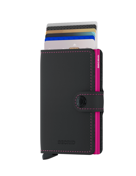 SECRID Cartera Miniwallet Matte Black & Fuchsia