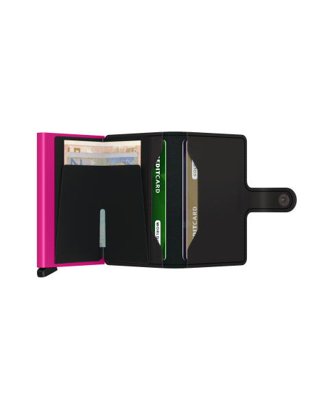 SECRID Cartera Miniwallet Matte Black & Fuchsia