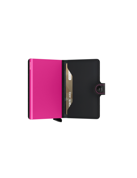 SECRID Cartera Miniwallet Matte Black & Fuchsia