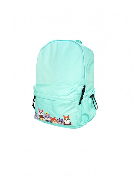 MOCHILA DISEÑO GATOS URBANFEEL AZUL CELESTE