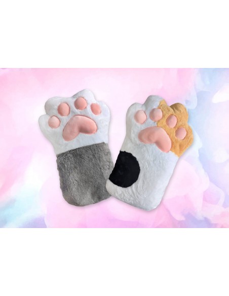 Almohada Decorativa con Forma de Pata de Gato, Cojín Suave de Peluche Negro, Blanco, Beige y Rosa, Diseño Kawaii para Hogar