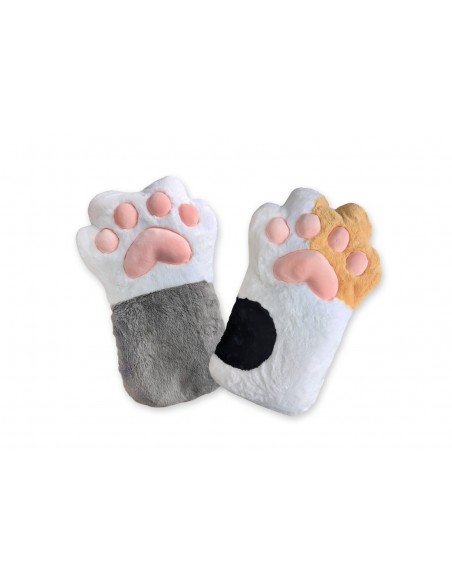 Almohada Decorativa con Forma de Pata de Gato, Cojín Suave de Peluche Negro, Blanco, Beige y Rosa, Diseño Kawaii para Hogar