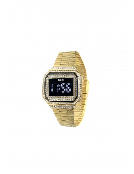 Reloj SSK TIME Colección Diamond dorado (pantalla táctil) of Reloj SSK TIME Correa rojo esfera rosa oro Colección Corinto