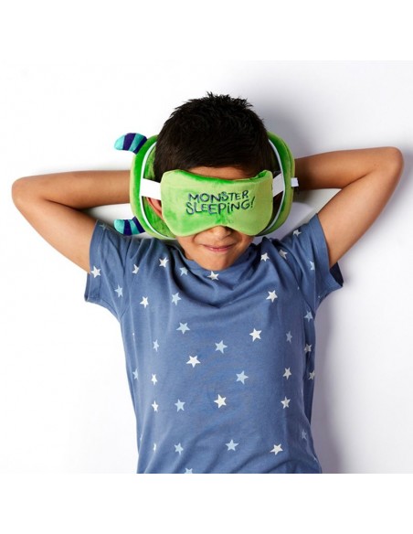 Almohada Viaje Y Antifaz Monster Verde