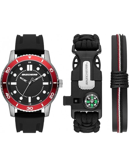 Set de hombre Skechers (Reloj + Pulsera cuero y supervivencia)