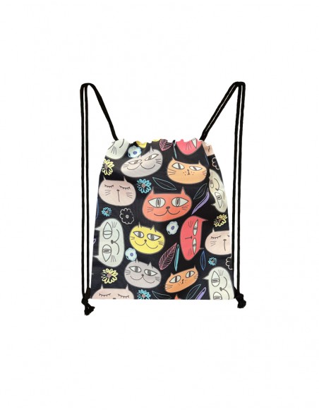 MOCHILA GATO CINCHAS CUERDAS NEGRA CORDON NEGRA