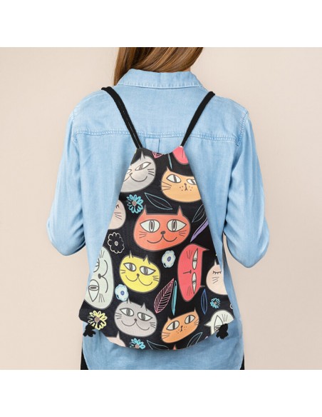 MOCHILA GATO CINCHAS / CUERDAS NEGRA CORDON NEGRA