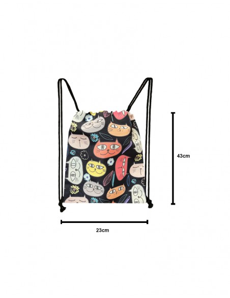 MOCHILA GATO CINCHAS / CUERDAS MARRON CORDON NEGRA
