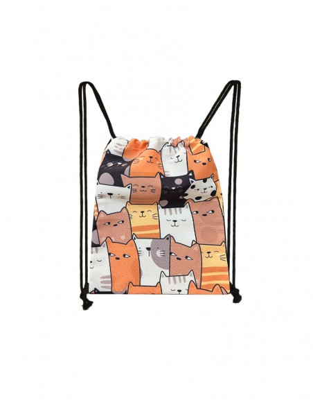 MOCHILA GATO CINCHAS / CUERDAS MARRON CORDON NEGRA