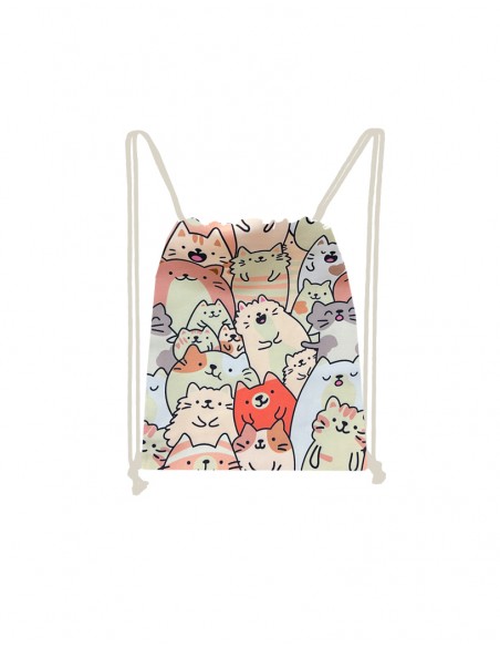 MOCHILA GATO CINCHAS / CUERDAS VERDE CORDON BLANCO of MOCHILA GATO CINCHAS / CUERDAS NEGRA CORDON NEGRA