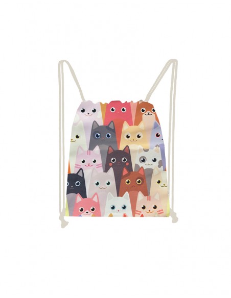 MOCHILA GATO CINCHAS / CUERDAS ROSA CORDON BLANCO