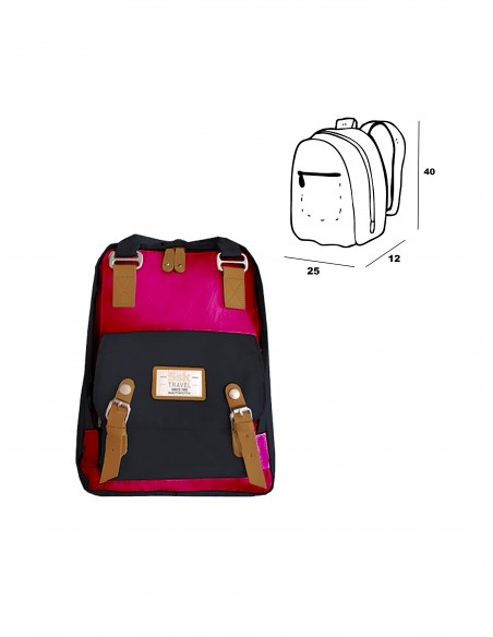 MOCHILA GIRL GRANDE SSK TRAVEL AZUL MARINO /ROJO 40X25X12 of MOCHILA GIRL MEDIANA SSK TRAVEL VERDE/BERENJENA