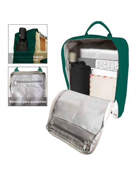 MOCHILA GIRL GRANDE SSK TRAVEL MARRON/VERDE 40X25X12