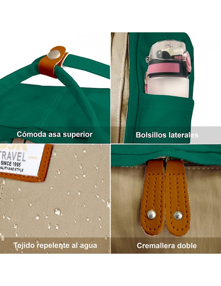 MOCHILA GIRL GRANDE SSK TRAVEL MARRON/VERDE 40X25X12 of MOCHILA GIRL MEDIANA SSK TRAVEL VERDE/BERENJENA
