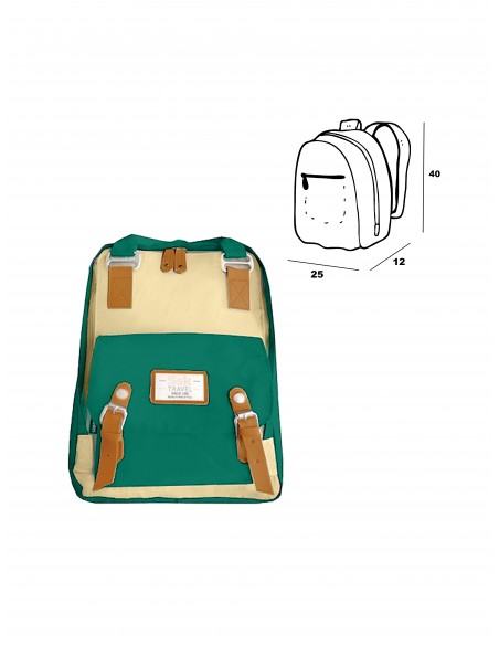 MOCHILA GIRL GRANDE SSK TRAVEL MARRON/VERDE 40X25X12 of MOCHILA GIRL MEDIANA SSK TRAVEL VERDE/BERENJENA
