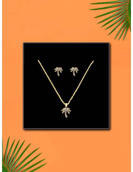 COLLAR + PENDIENTES SSK STYLE DORADOS PALMERA of COLLAR + PENDIENTES SSK STYLE MAMA