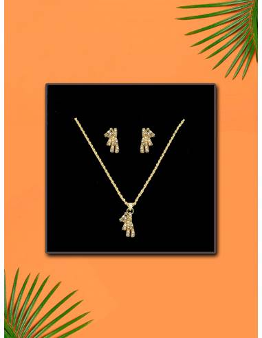 COLAR + BRINCOS DE URSO DOURADO...
