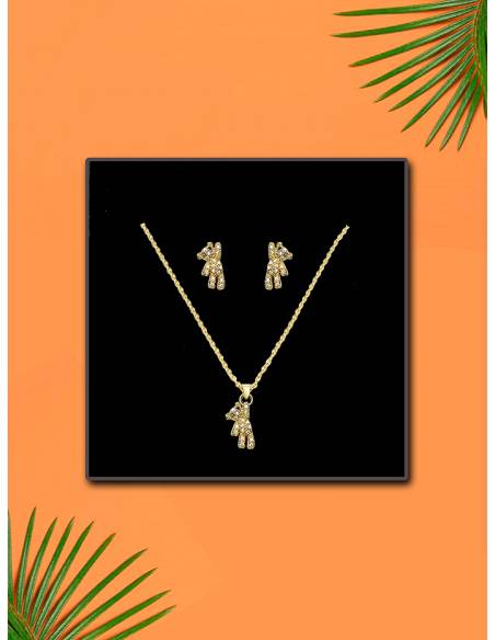 COLLAR + PENDIENTES SSK STYLE DORADOS BEAR