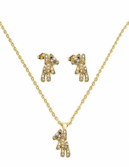 COLLAR + PENDIENTES SSK STYLE DORADOS BEAR