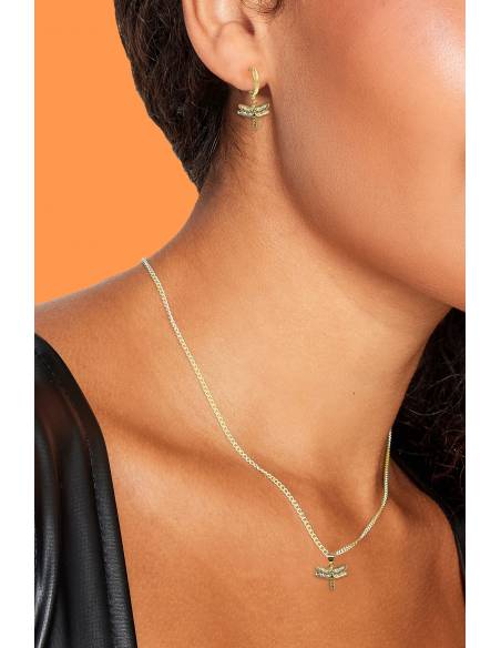 SSK STYLE GOLDEN DRAGON FLY NECKLACE+EARRINGS
