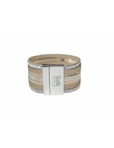 PULSERA DOBLE PIEL BEIGE PL297-01