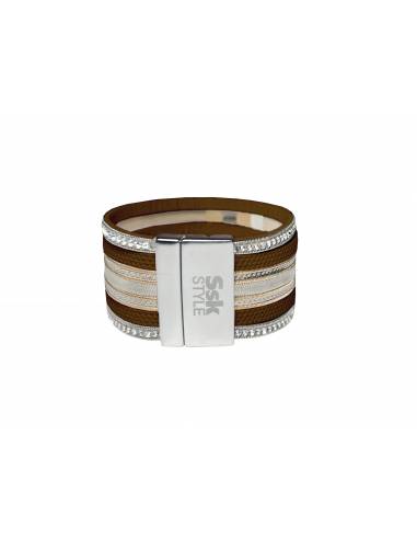 PULSERA DOBLE PIEL MARRON PL297-02