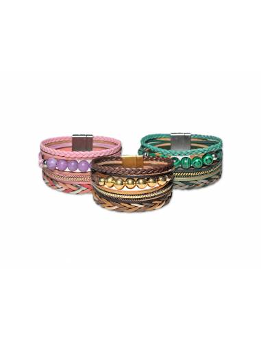 PULSERA DOBLE PIEL CON ADORNOS VERDE...