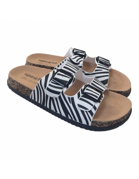 Sapato de selva com sola grossa 2 alças ajustáveis (zebra)