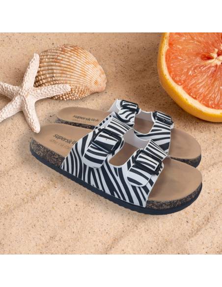Sapato de selva com sola grossa 2 alças ajustáveis (zebra)