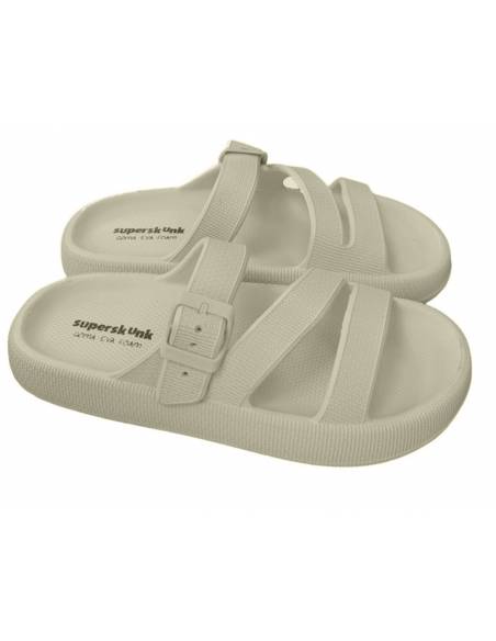 Chinelo/Flip-flop com sola grossa 3 tiras (Bege)
