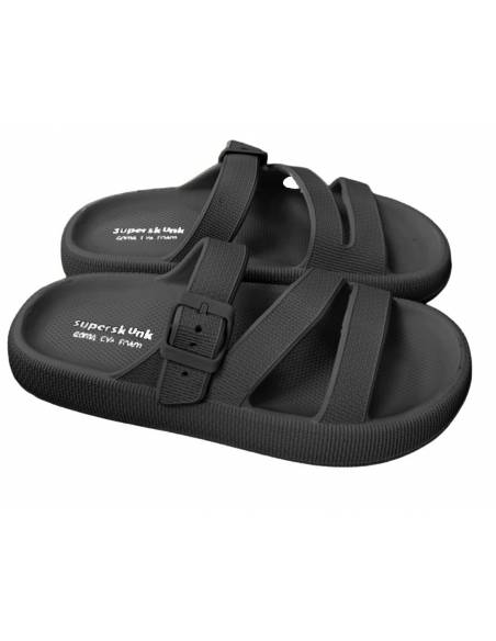 Zapatilla/Chancla con suela gruesa 3 tiras (Negro)