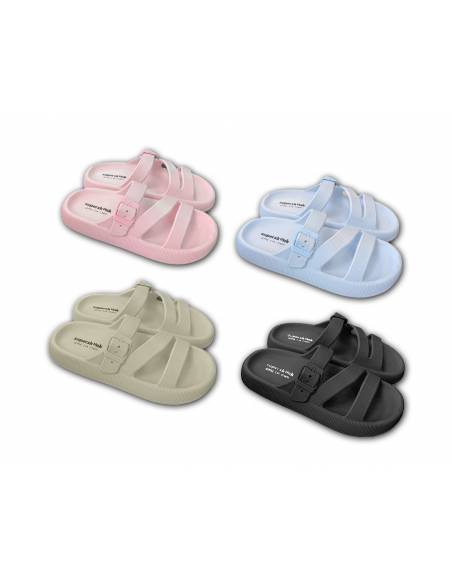 Chinelo/Flip-flop com sola grossa 3 tiras (Bege)