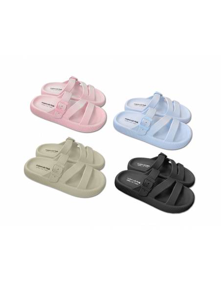 Zapatilla/Chancla con suela gruesa 3 tiras (Negro)