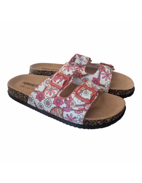 Zapato Jungle con suela gruesa 2 tiras ajustables (Flores Rosas)
