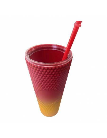 Vaso Orejas con pajita 720ML (Rojo y Naranja)