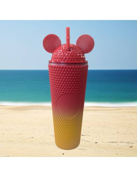 Vaso Orejas con pajita 720ML (Rojo y Naranja)