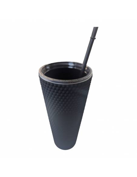 Vaso Orejas con pajita 720ML (Negro y Rojo)