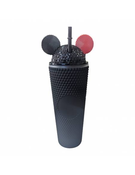 Vaso Orejas con pajita 720ML (Negro y Rojo)
