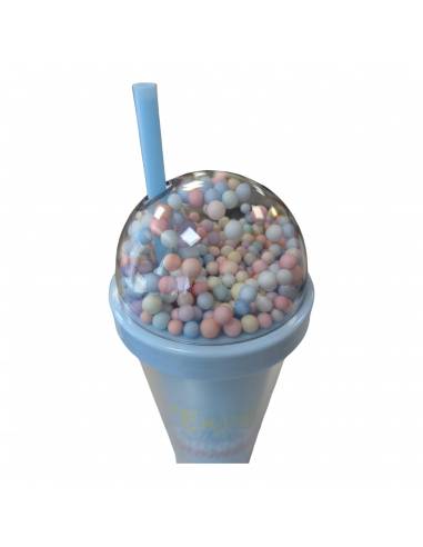 Vaso Bolitas de colores con pajita...
