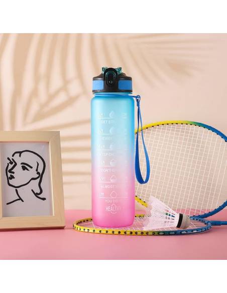 Frasco reutilizável de 1 litro duo color (amarelo e rosa)