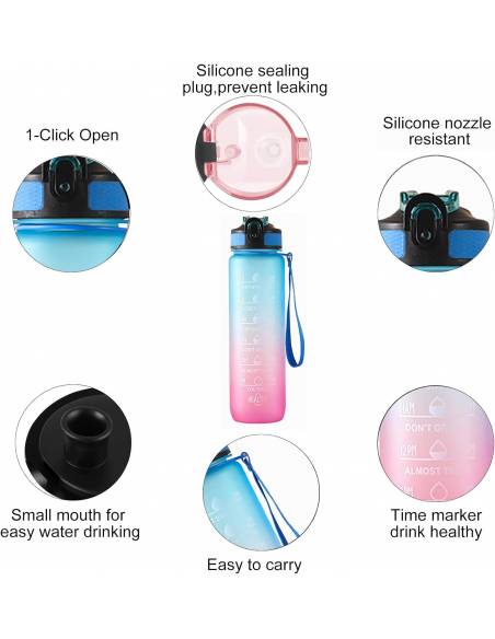 Reusable bottle 1 liter duo color (Yellow and pink)