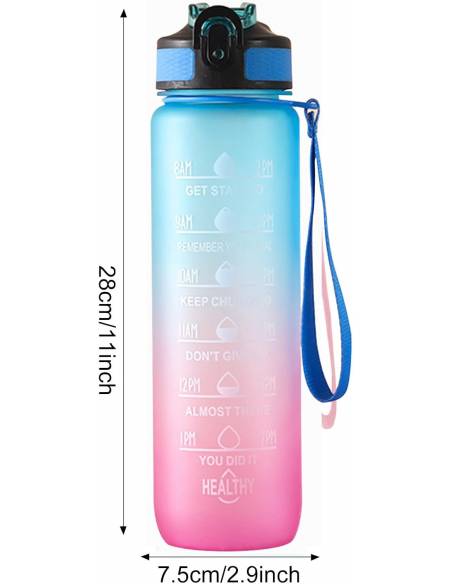 Frasco reutilizável de 1 litro duo color (amarelo e rosa)